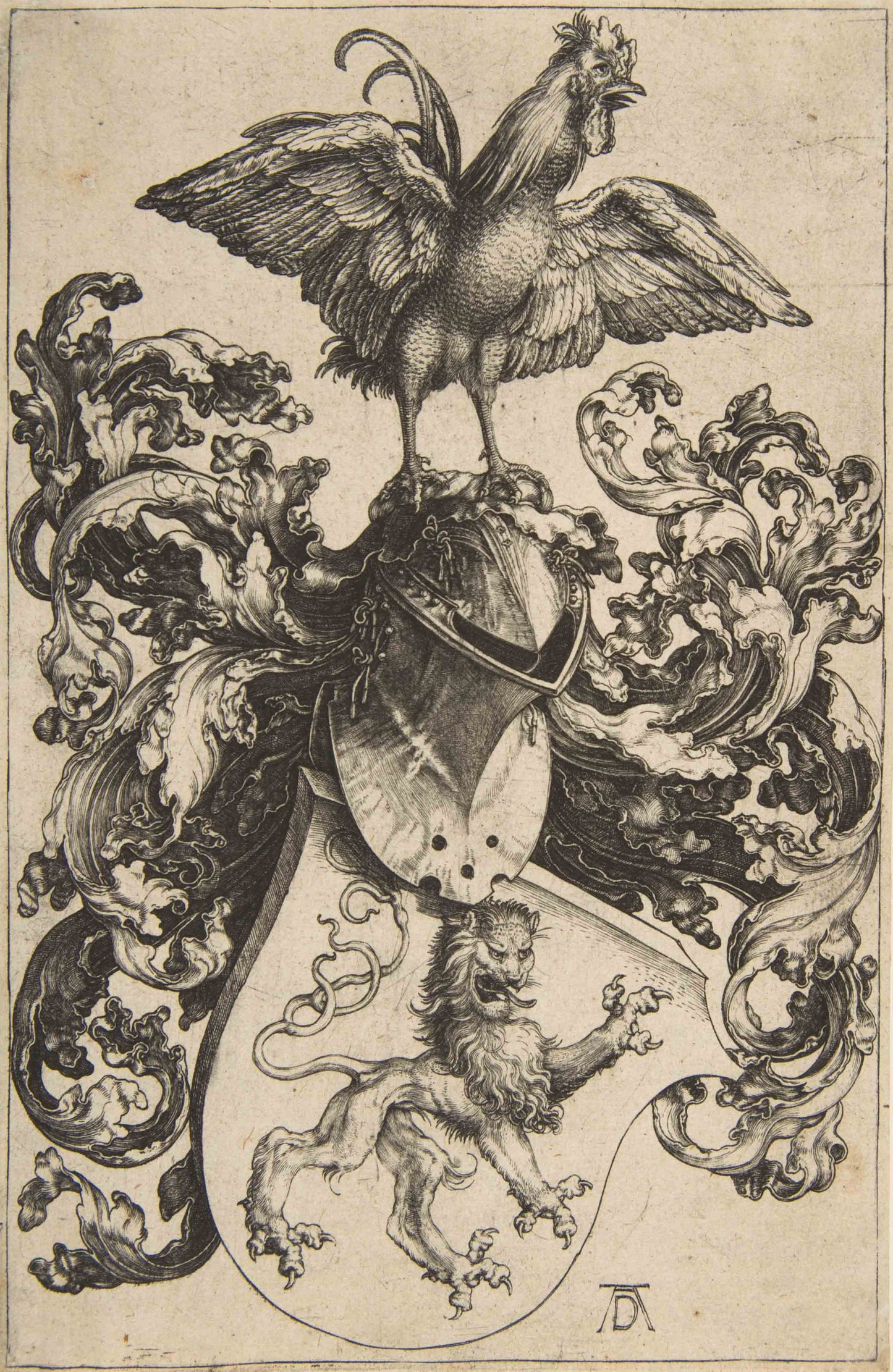 Coat of Arms with Lion and Rooster