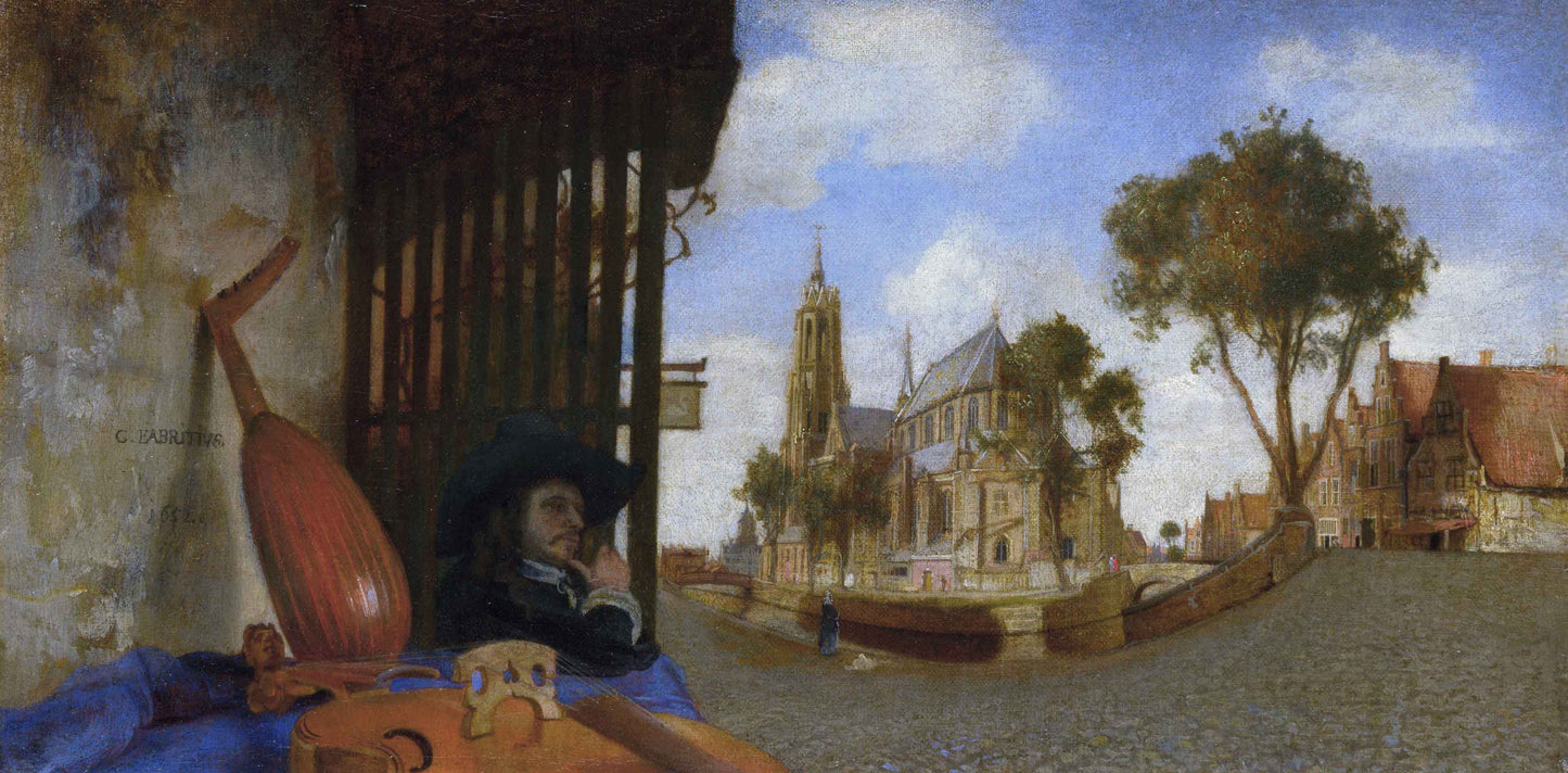 A View of Delft, with a Musical Instrument Seller's Stall
