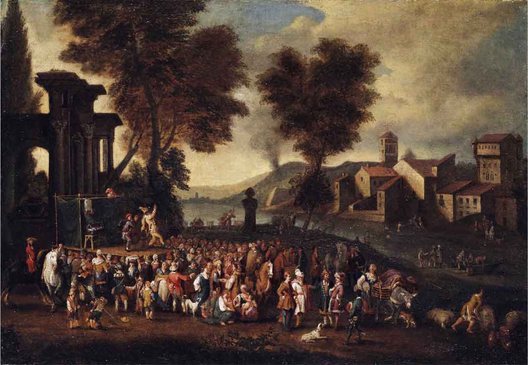Commedia dell'arte Scene in an Italian Landscape