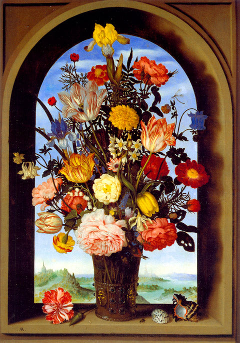 Vase of Flowers in a Window Niche