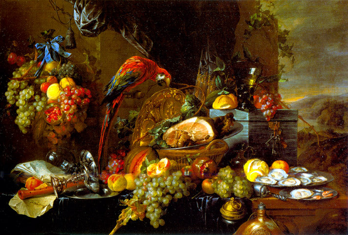 Sumptuous Still Life with Parrot