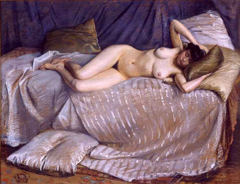 Naked Woman Lying on a Couch