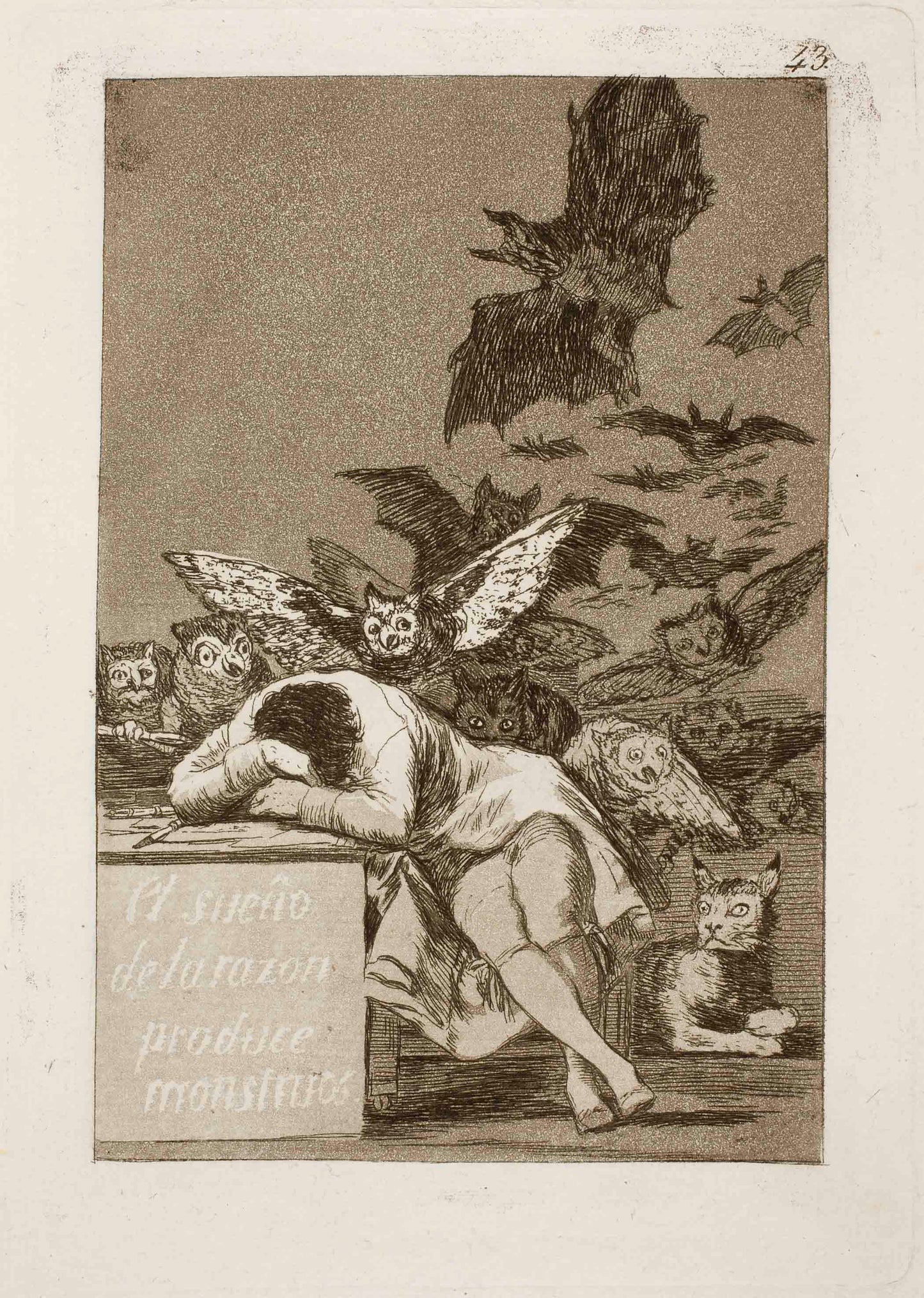 The Sleep of Reason Produces Monsters (No. 43 of the "Caprichos" series)