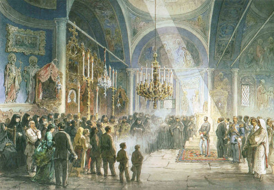 Visit of Carol I at Pasărea Monastery, Wallachia